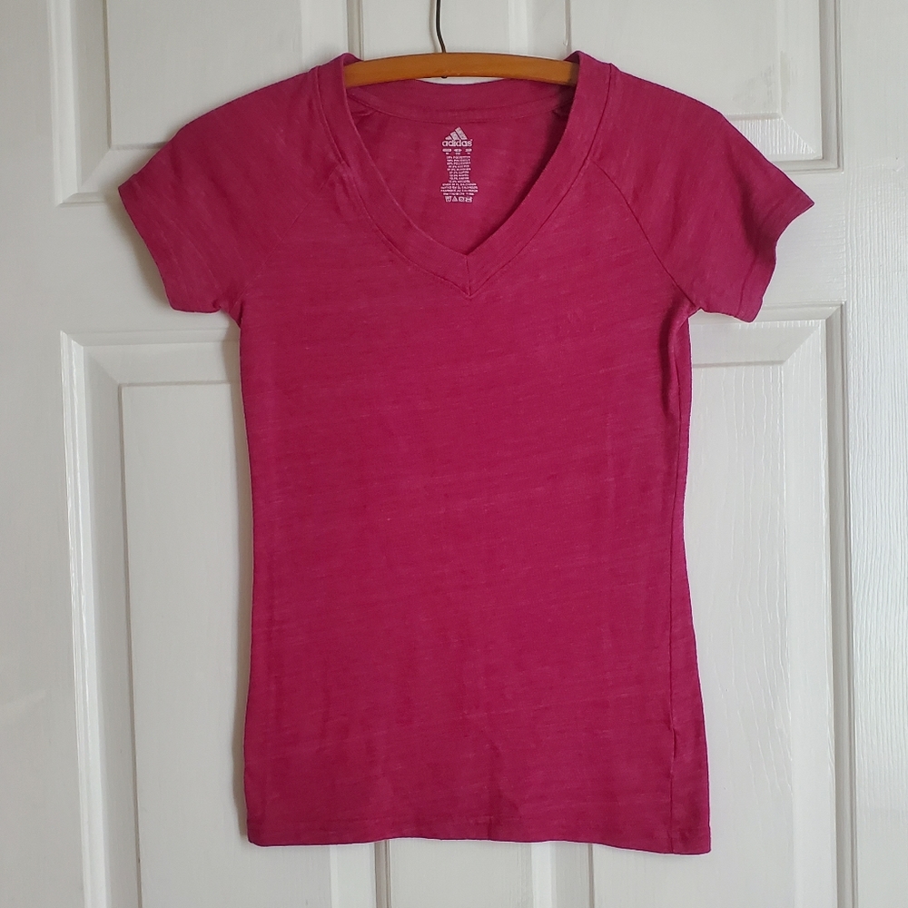 Addias V-neck Tshirt Heathered Fuschia Woman XS